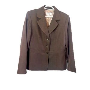 LE SUIT WOMEN BROWN BLAZER BUTTONS CLOSURE size 14